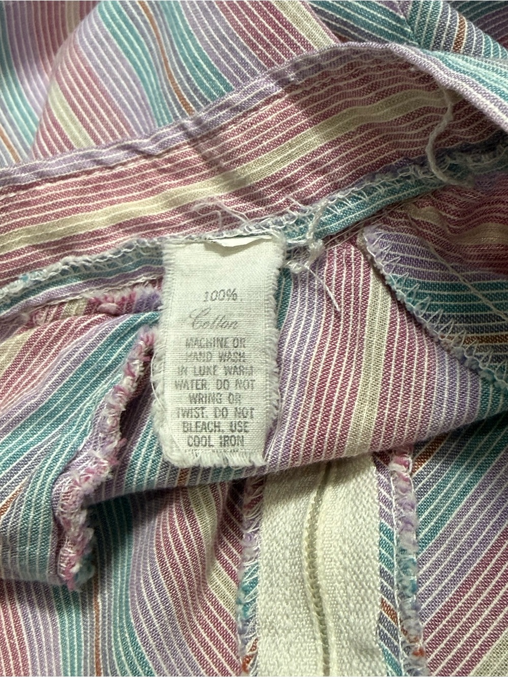 Vintage Cottagecore 100% Cotton Striped Midi Skirt with Ruffle Hem - Picture 9 of 10
